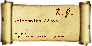 Krizmanits János névjegykártya