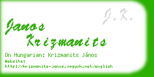 janos krizmanits business card